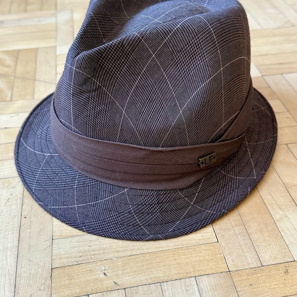London Fog Brown Plaid Fedora Hat